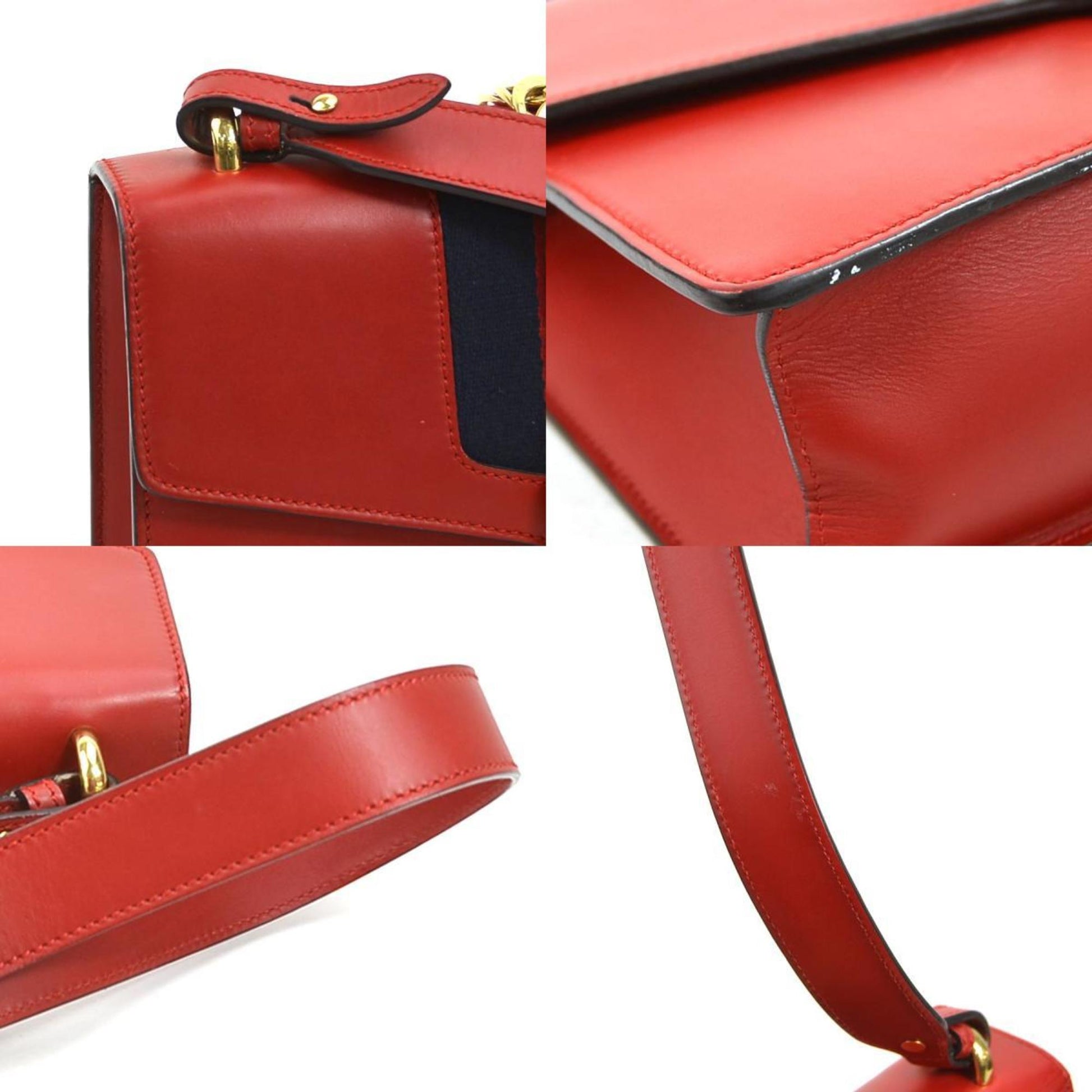 Gucci Sylvie, Red, Leather, shoulder