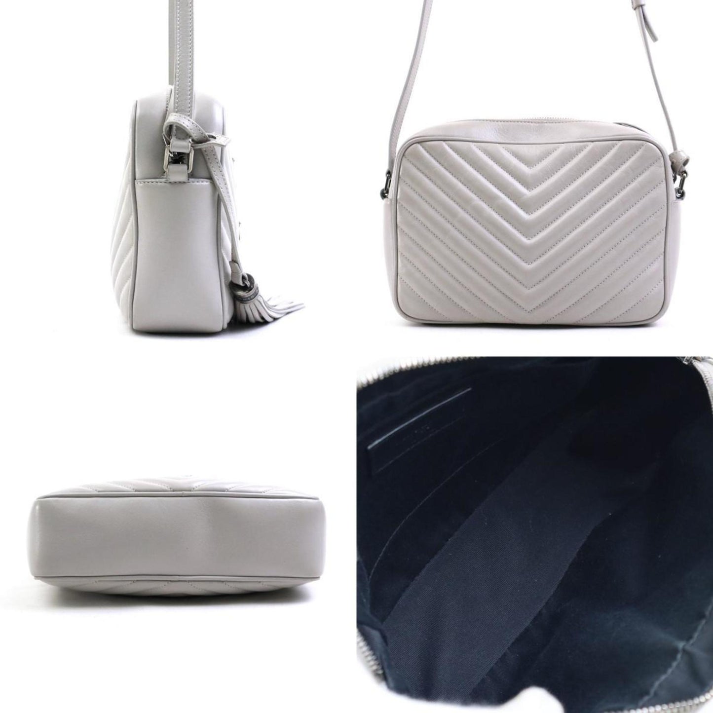 Saint Laurent Lou, Grey, Leather, shoulder