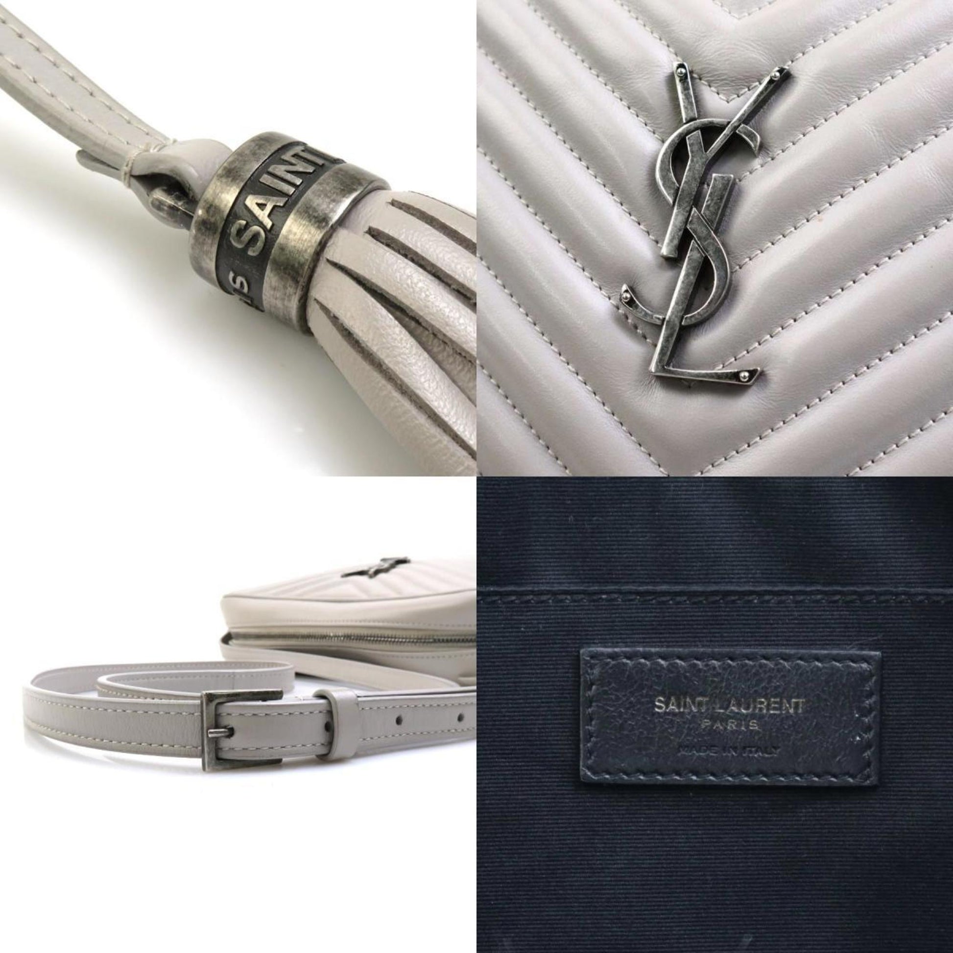 Saint Laurent Lou, Grey, Leather, shoulder