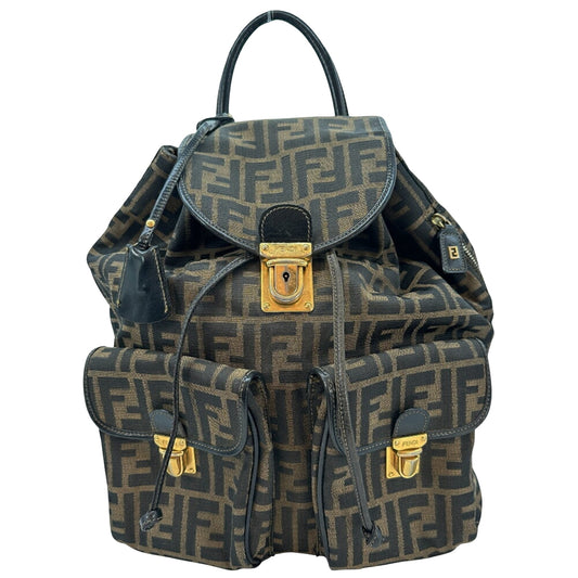 Fendi Zucca, Brown, Canvas, backpack