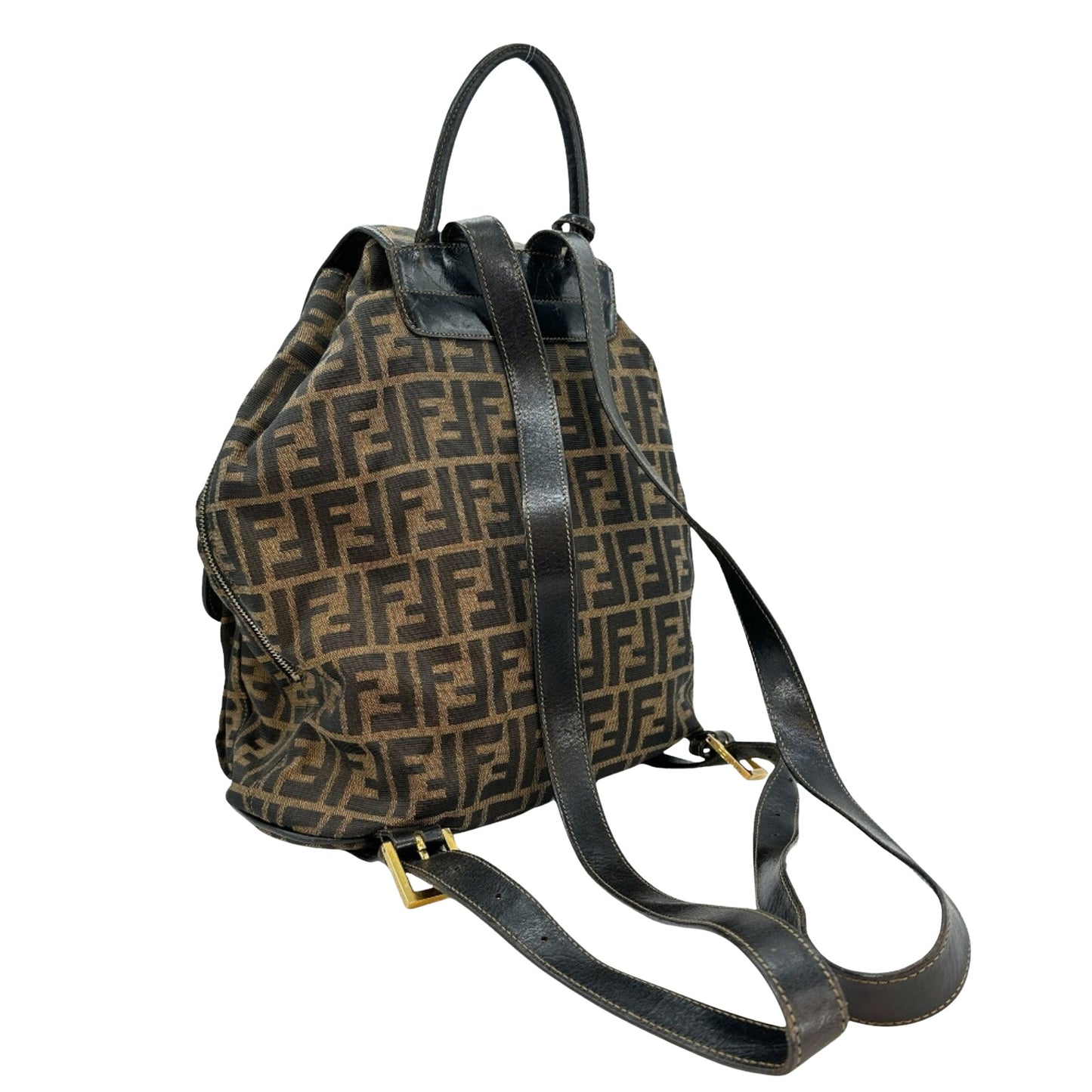Fendi Zucca, Brown, Canvas, backpack