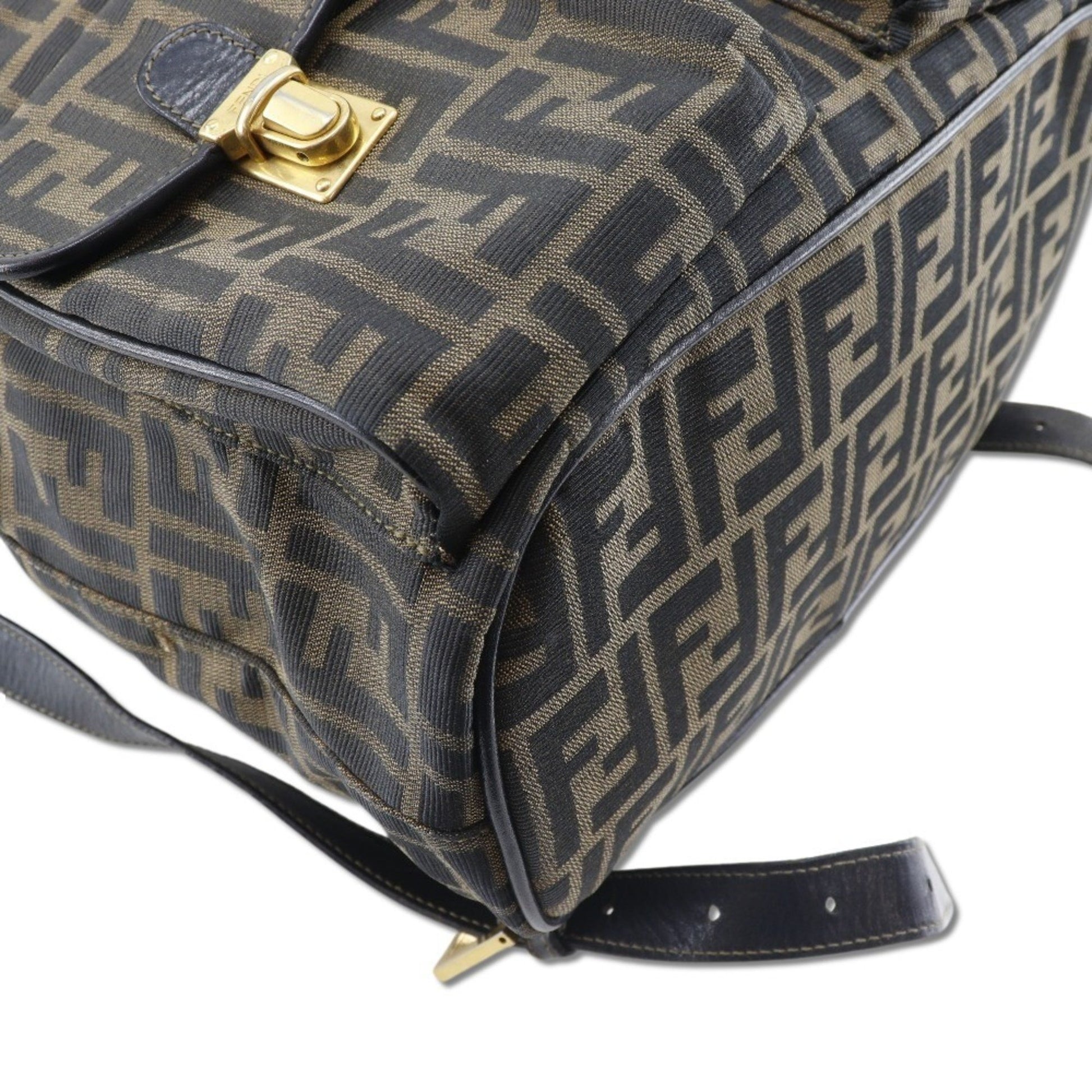 Fendi Zucca, Brown, Canvas, backpack