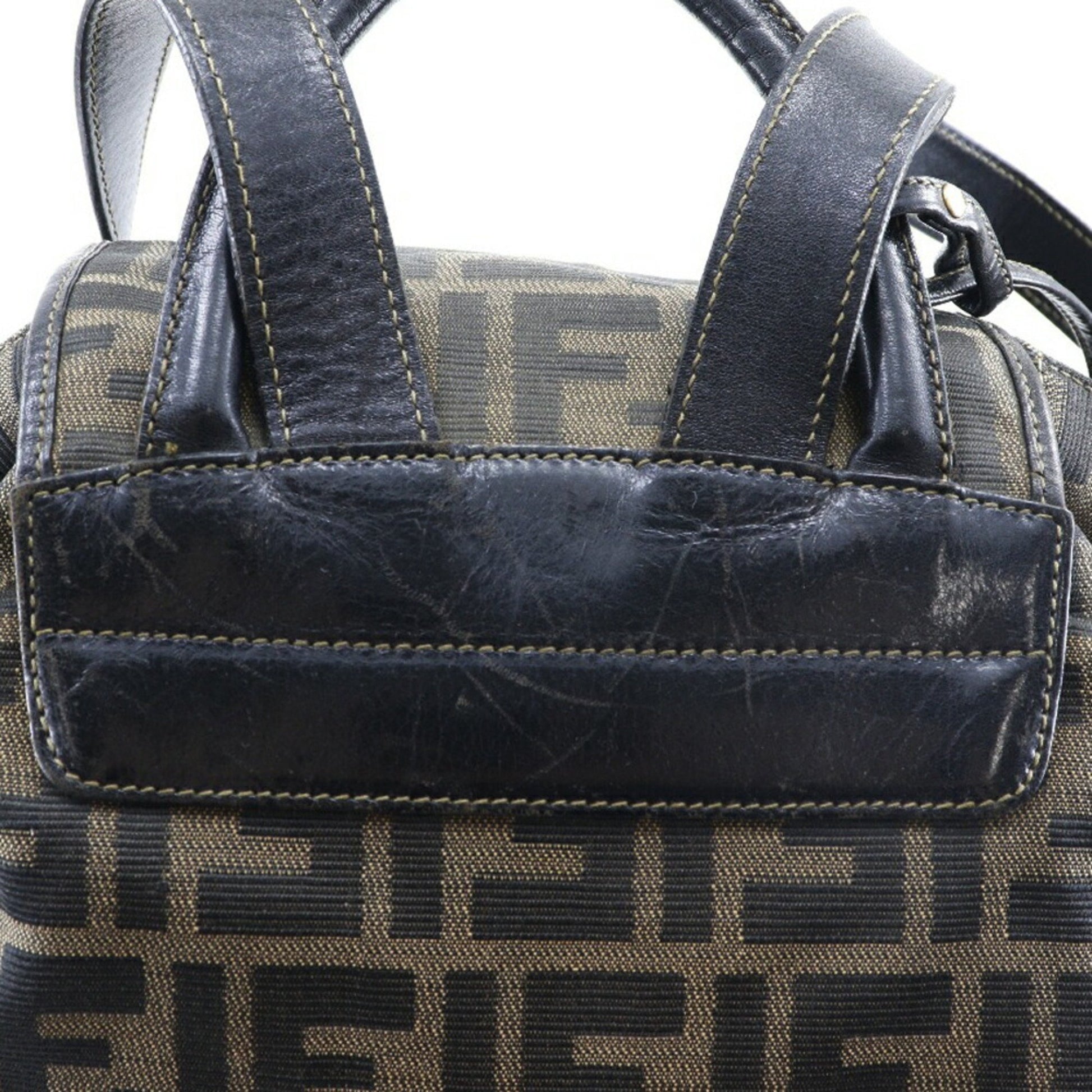 Fendi Zucca, Brown, Canvas, backpack