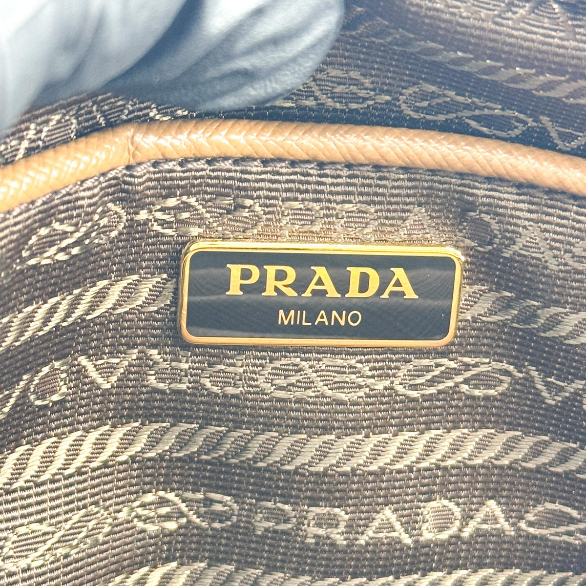 Prada Pushlock Pocket Camera Saffiano Leather, Brown, Leather, Handbag