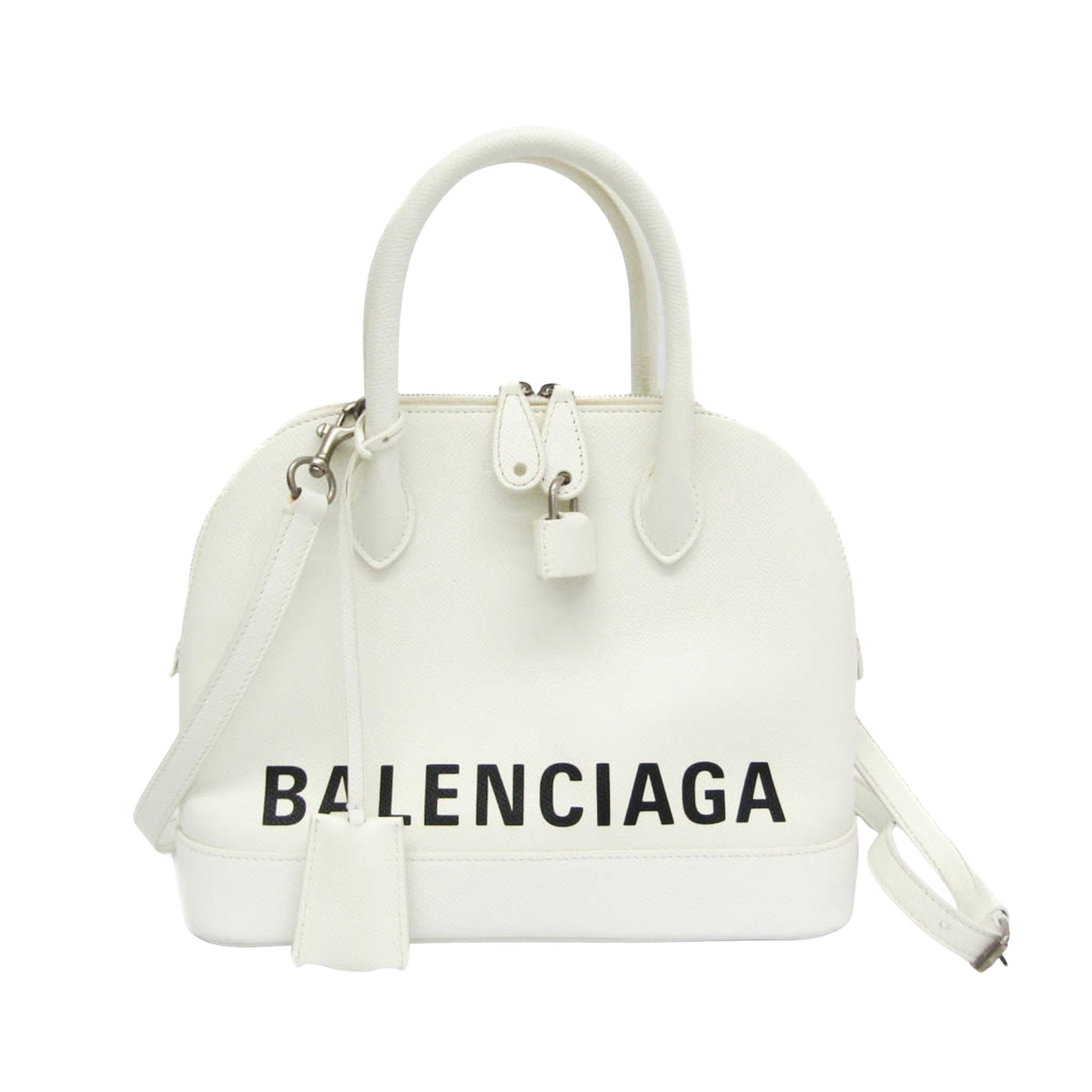 Balenciaga Ville Top Handle, White, Leather, handbag