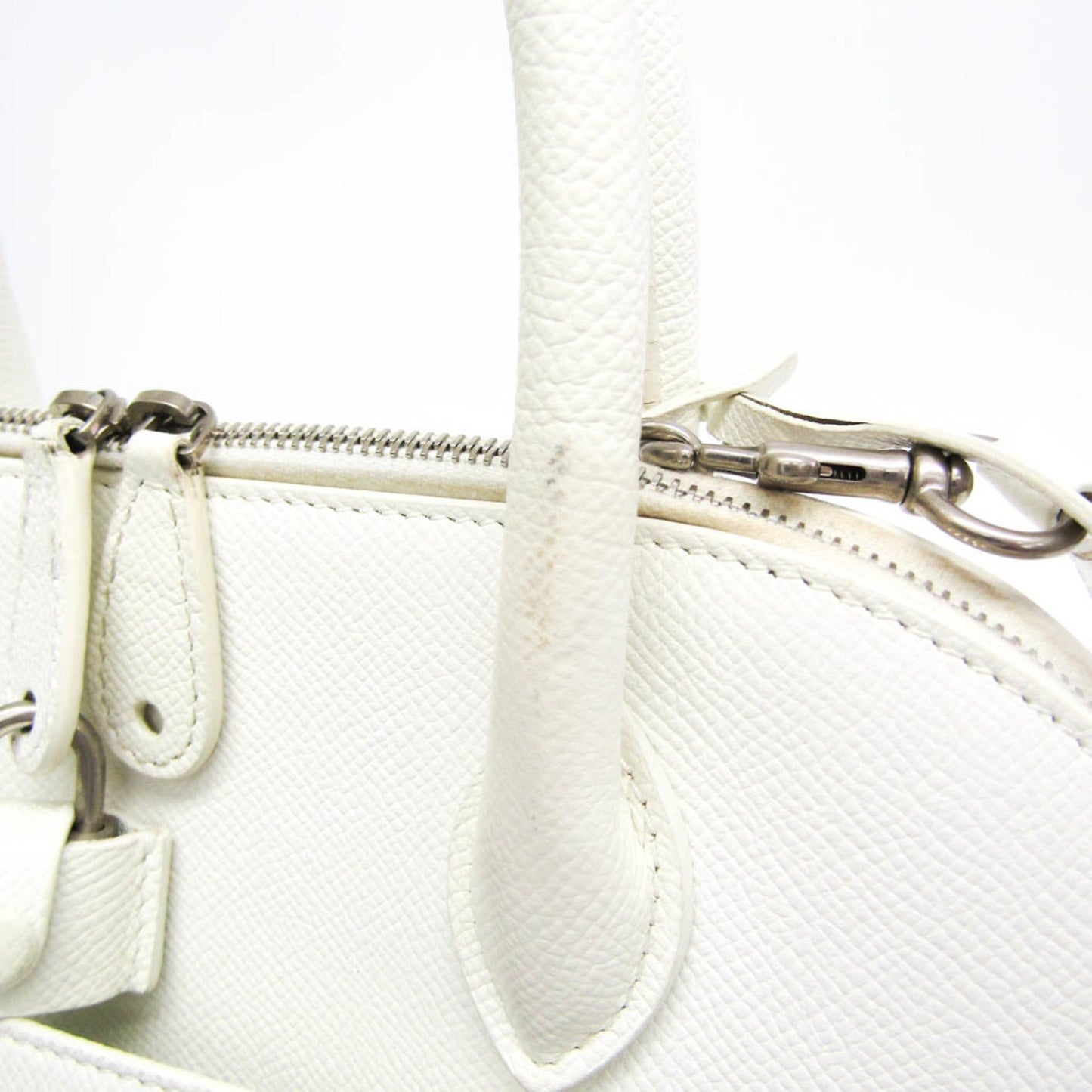 Balenciaga Ville Top Handle, White, Leather, handbag