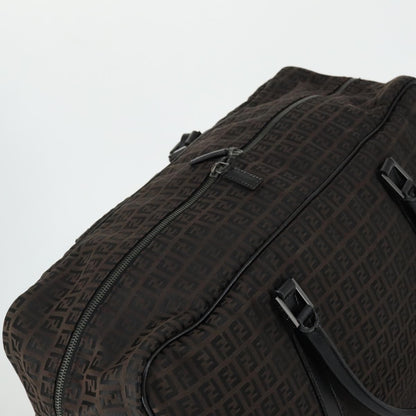 Fendi Vintage Boston Zucchino Canvas, Brown, Canvas, Handbag