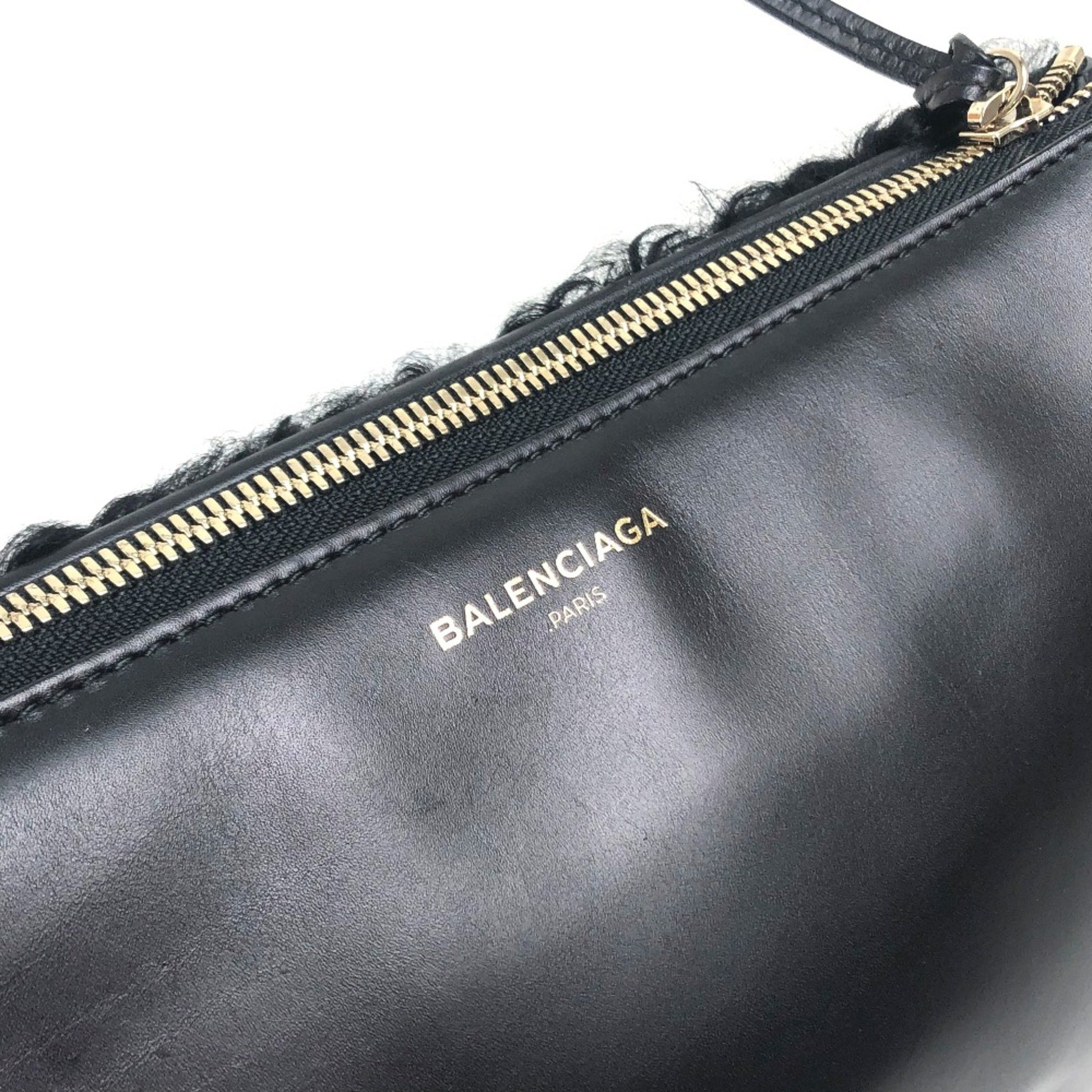 Balenciaga, Black, Leather, clutch