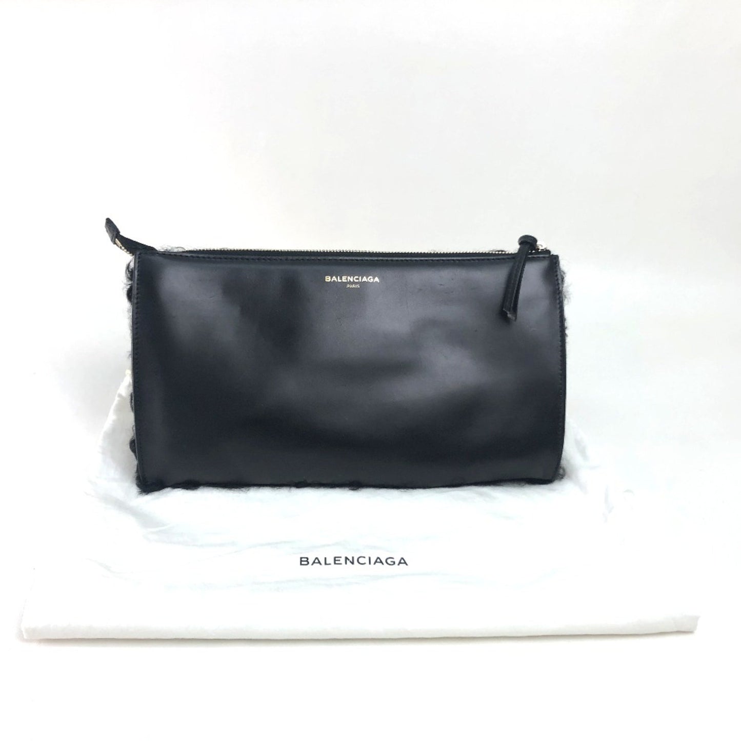 Balenciaga, Black, Leather, clutch