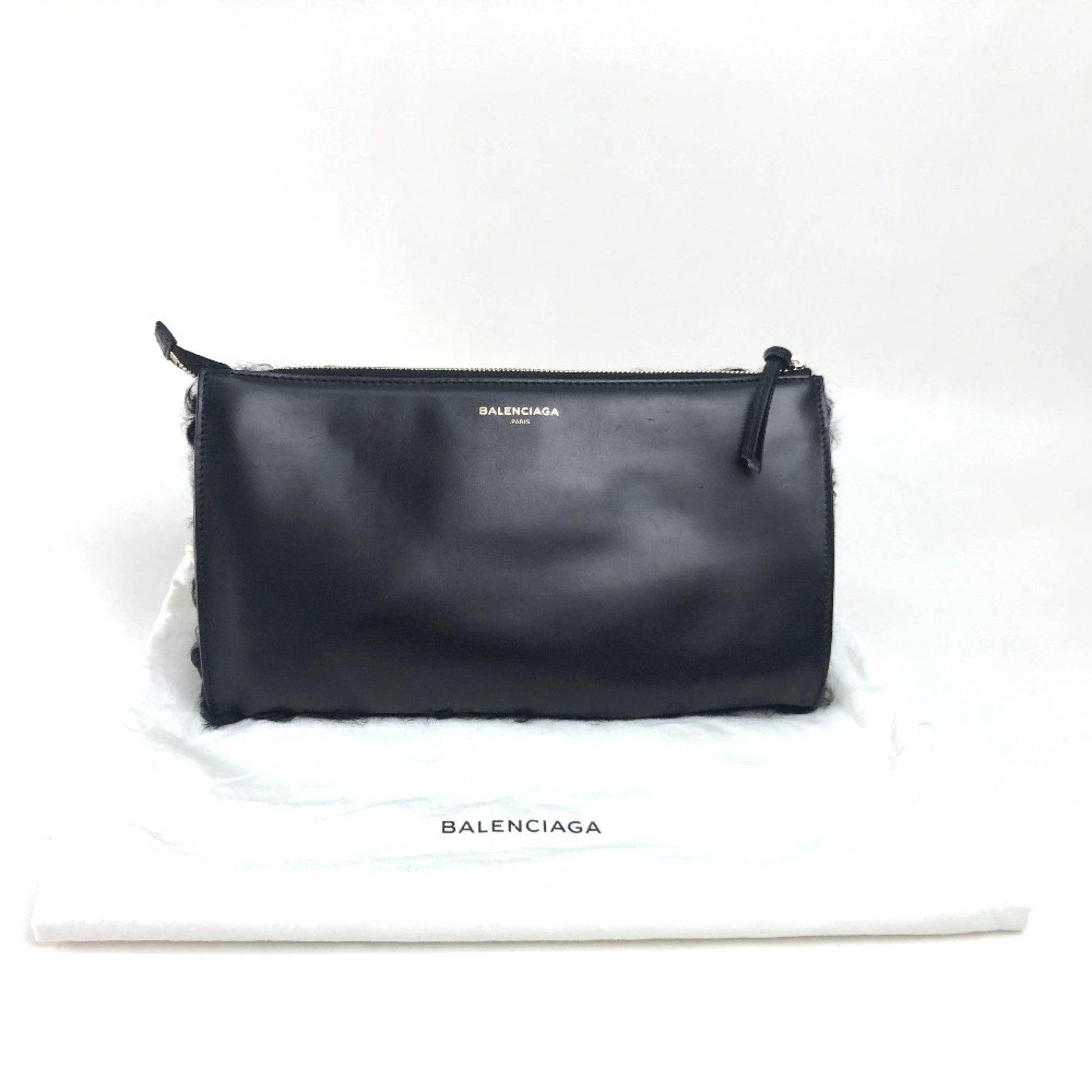 Balenciaga, Black, Leather, clutch