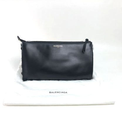 Balenciaga, Black, Leather, clutch