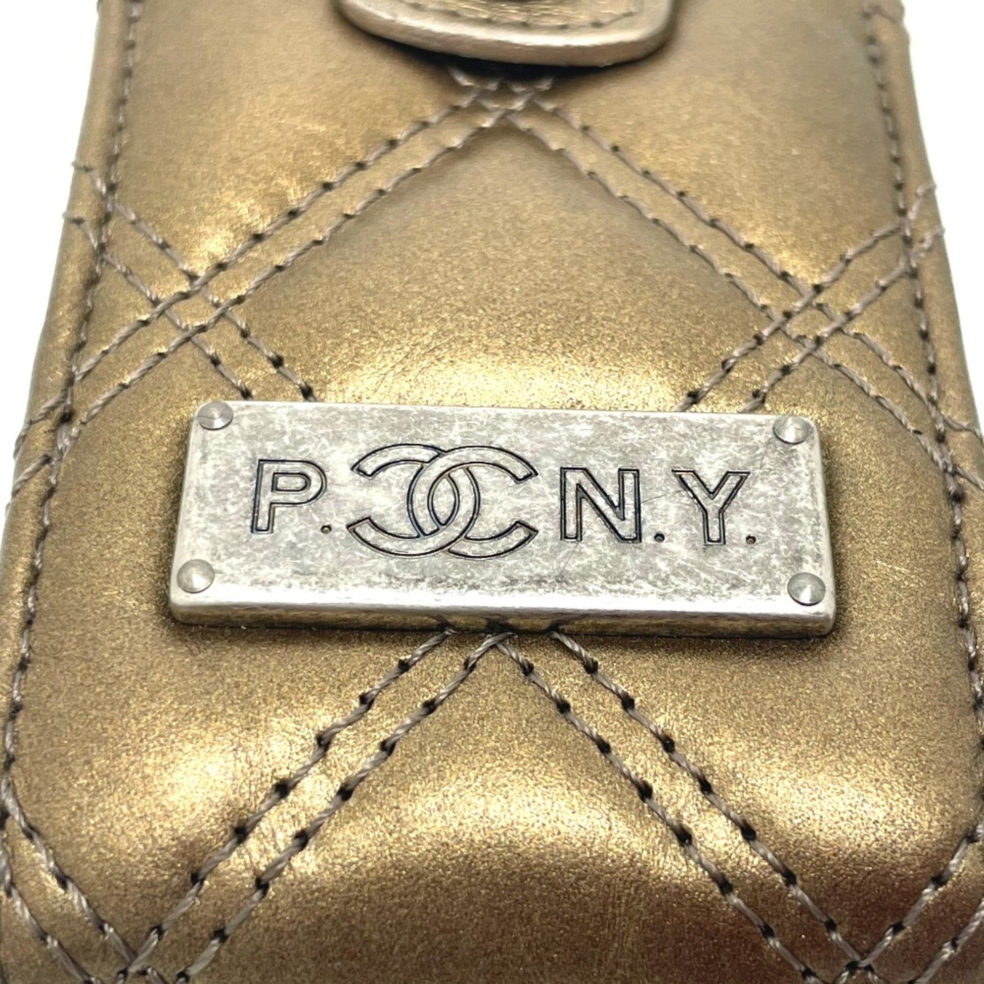 Chanel Mini matelassé, Gold, Leather, shoulder