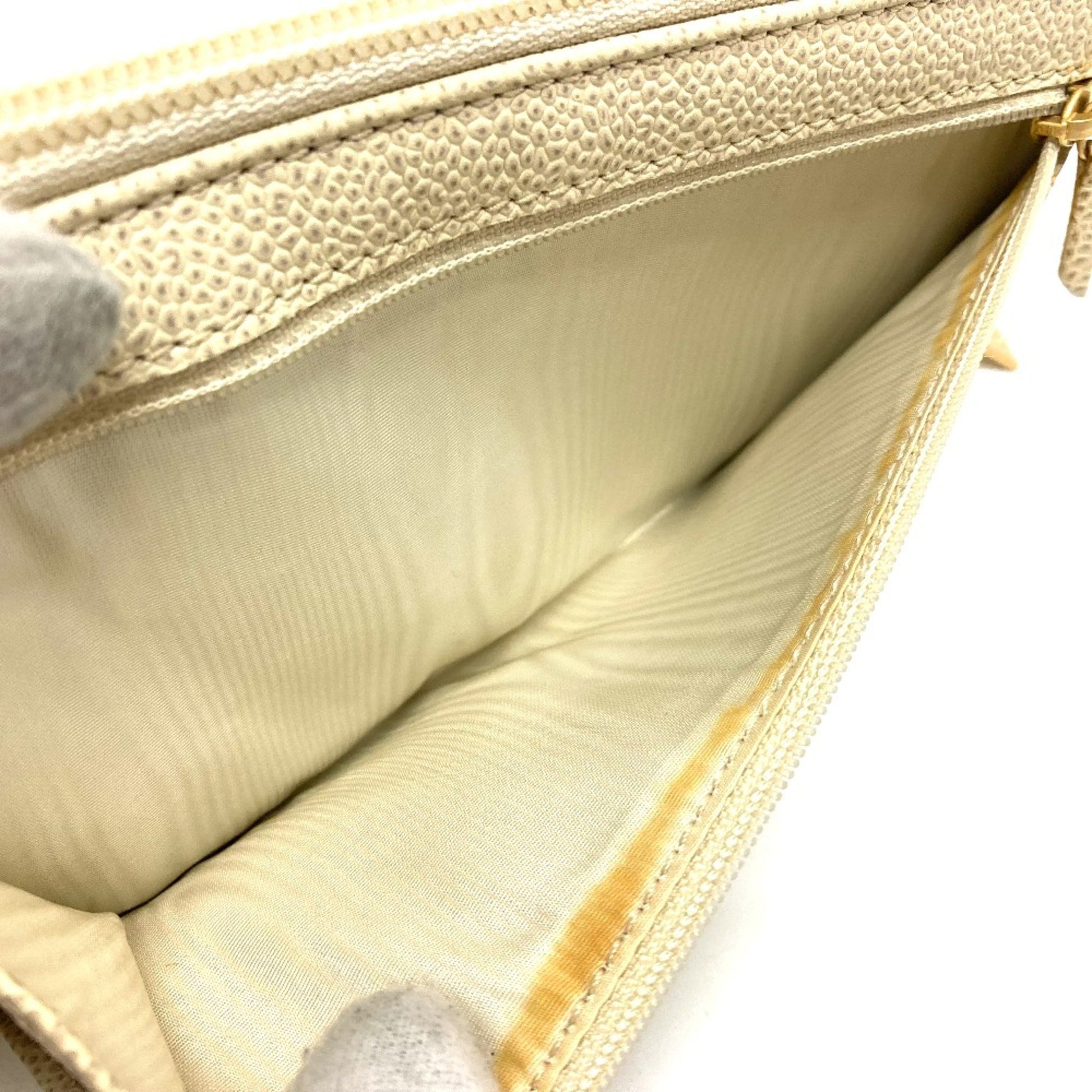 Chanel Logo CC, Beige, Leather, wallet