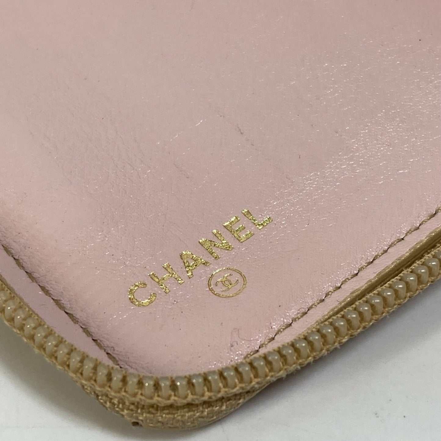 Chanel Logo CC, Gold, Leather, wallet