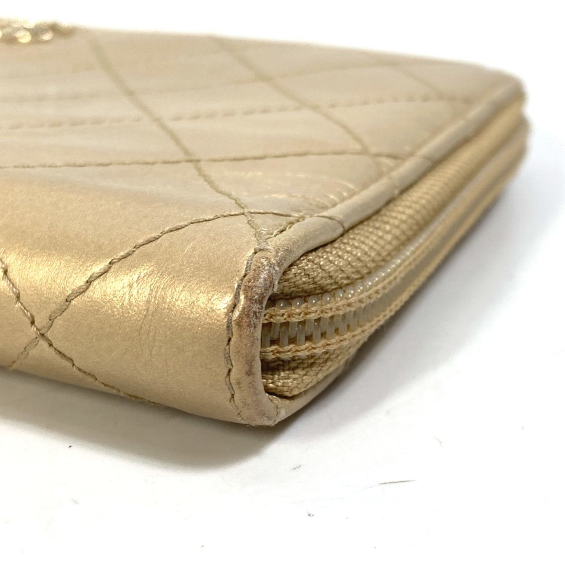 Chanel Logo CC, Gold, Leather, wallet