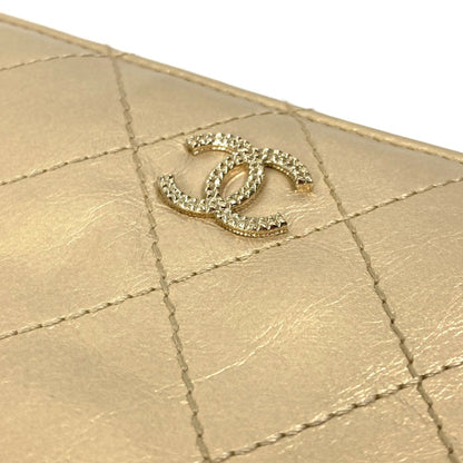 Chanel Logo CC, Gold, Leather, wallet