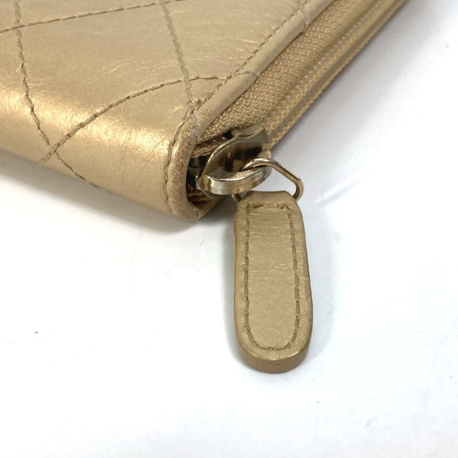 Chanel Logo CC, Gold, Leather, wallet