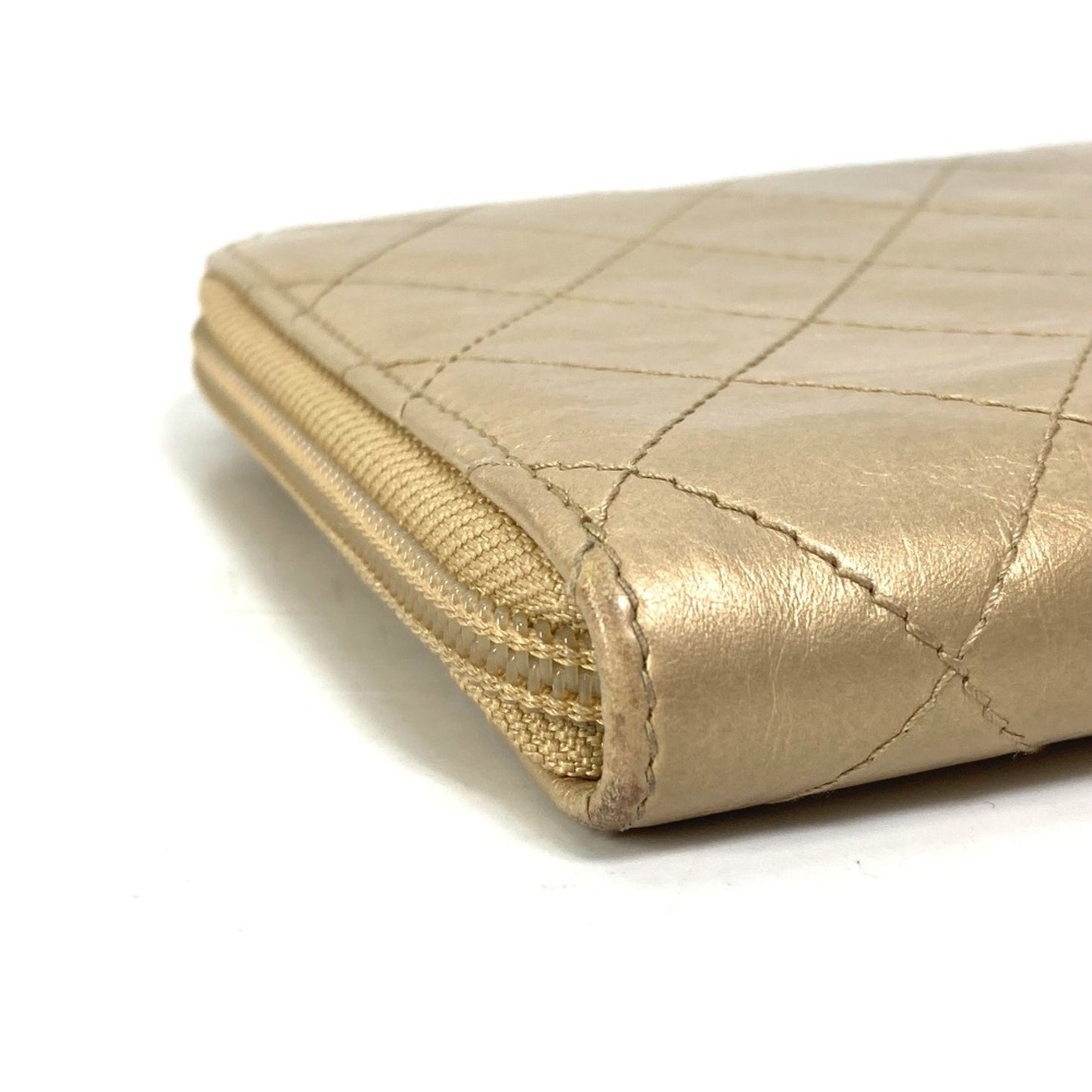 Chanel Logo CC, Gold, Leather, wallet