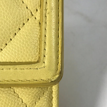 Chanel CC Filigree, Yellow, Leather, wallet