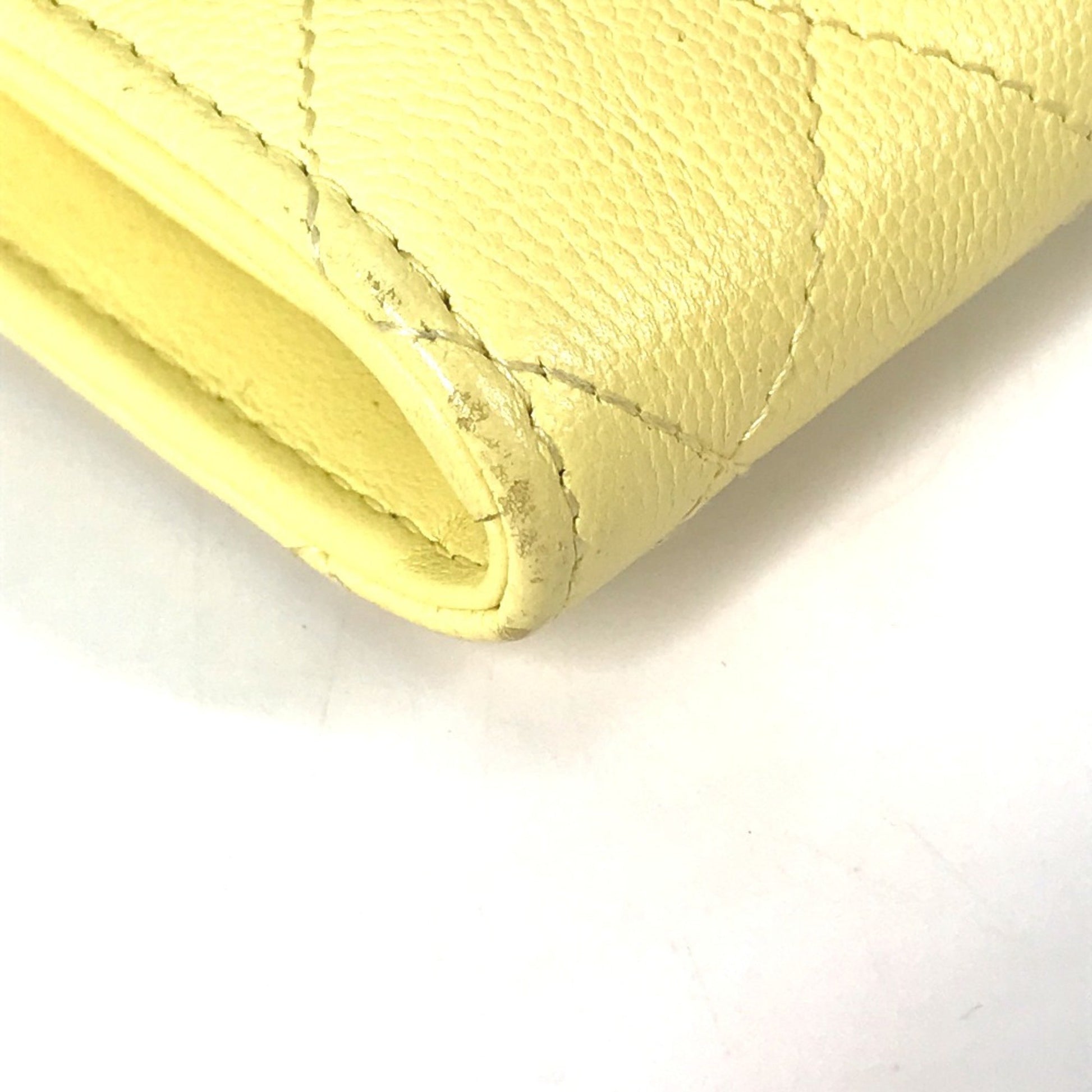 Chanel CC Filigree, Yellow, Leather, wallet