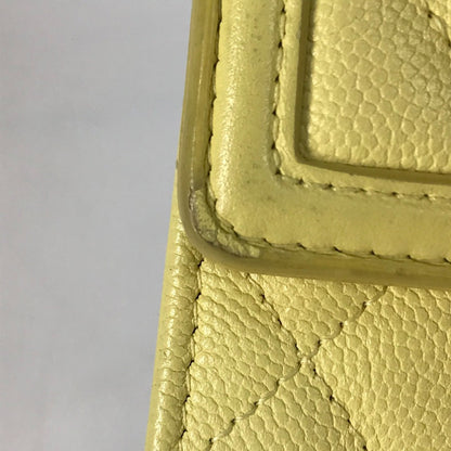 Chanel CC Filigree, Yellow, Leather, wallet