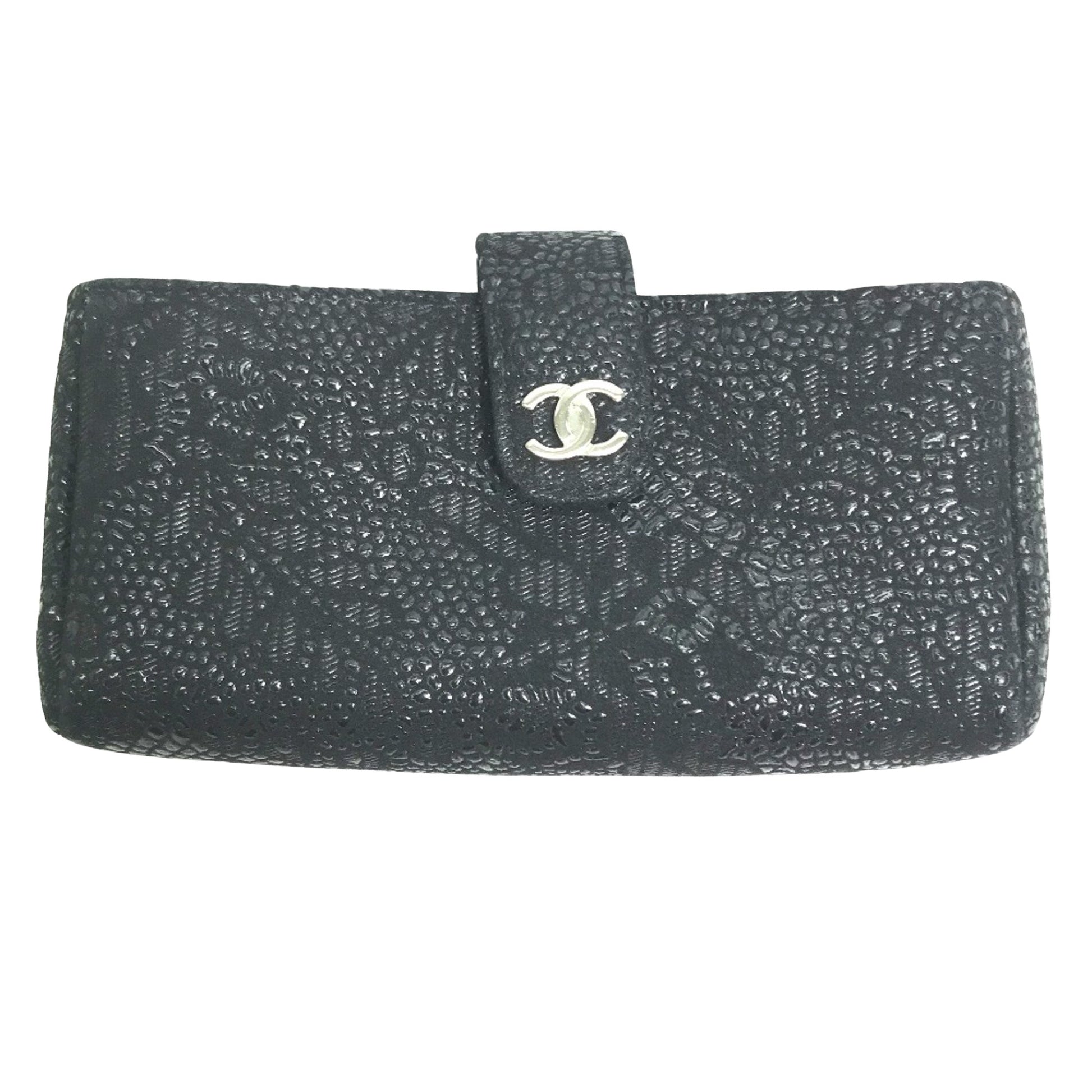 Chanel Logo CC, Black, Leather, wallet