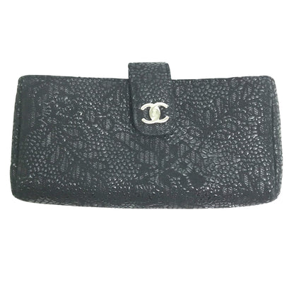 Chanel Logo CC, Black, Leather, wallet