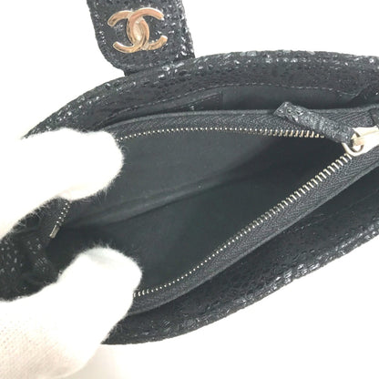 Chanel Logo CC, Black, Leather, wallet