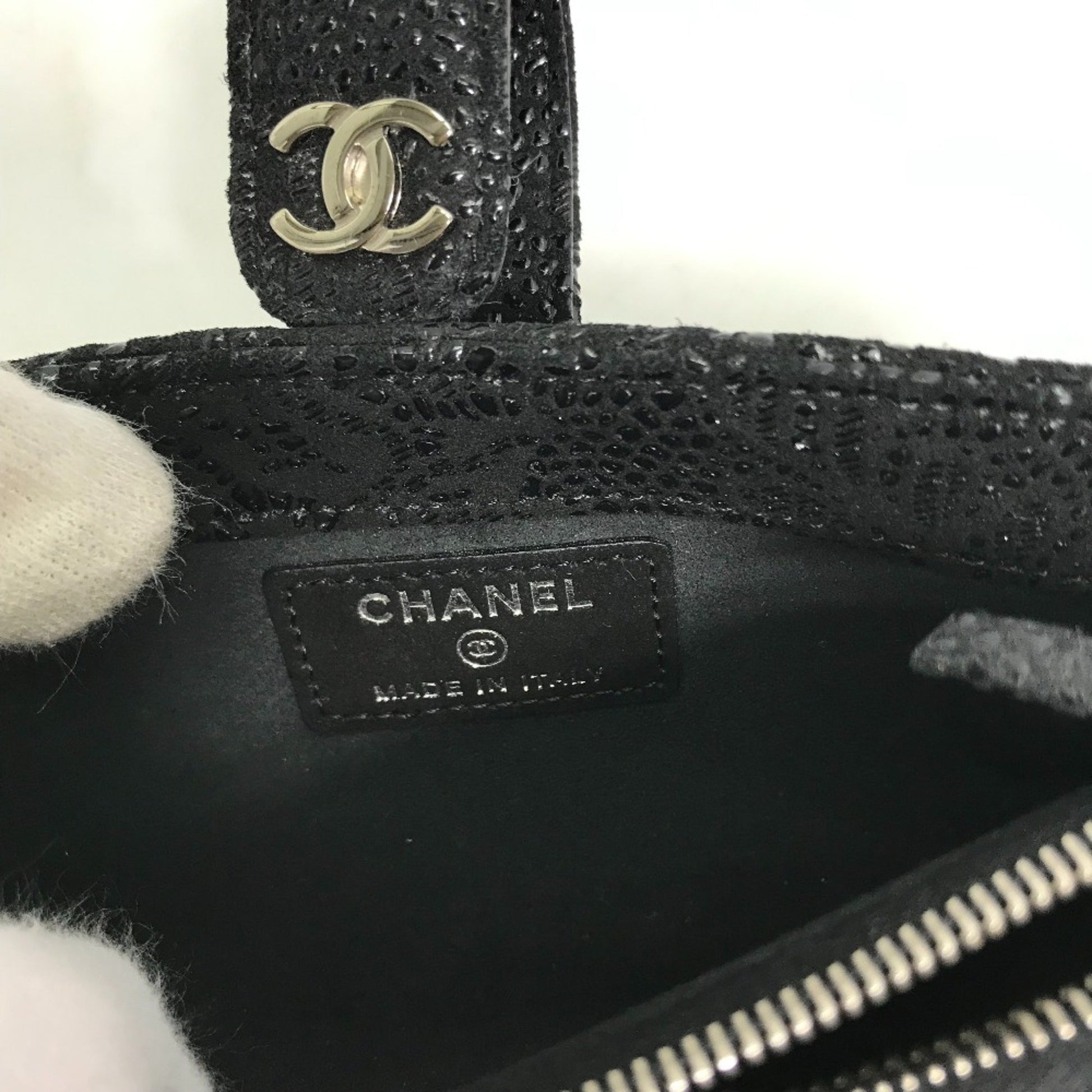 Chanel Logo CC, Black, Leather, wallet