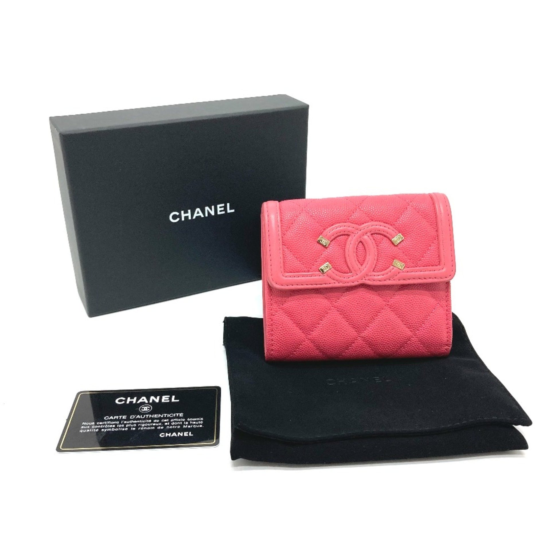 Chanel Logo CC, Pink, Leather, wallet