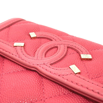 Chanel Logo CC, Pink, Leather, wallet