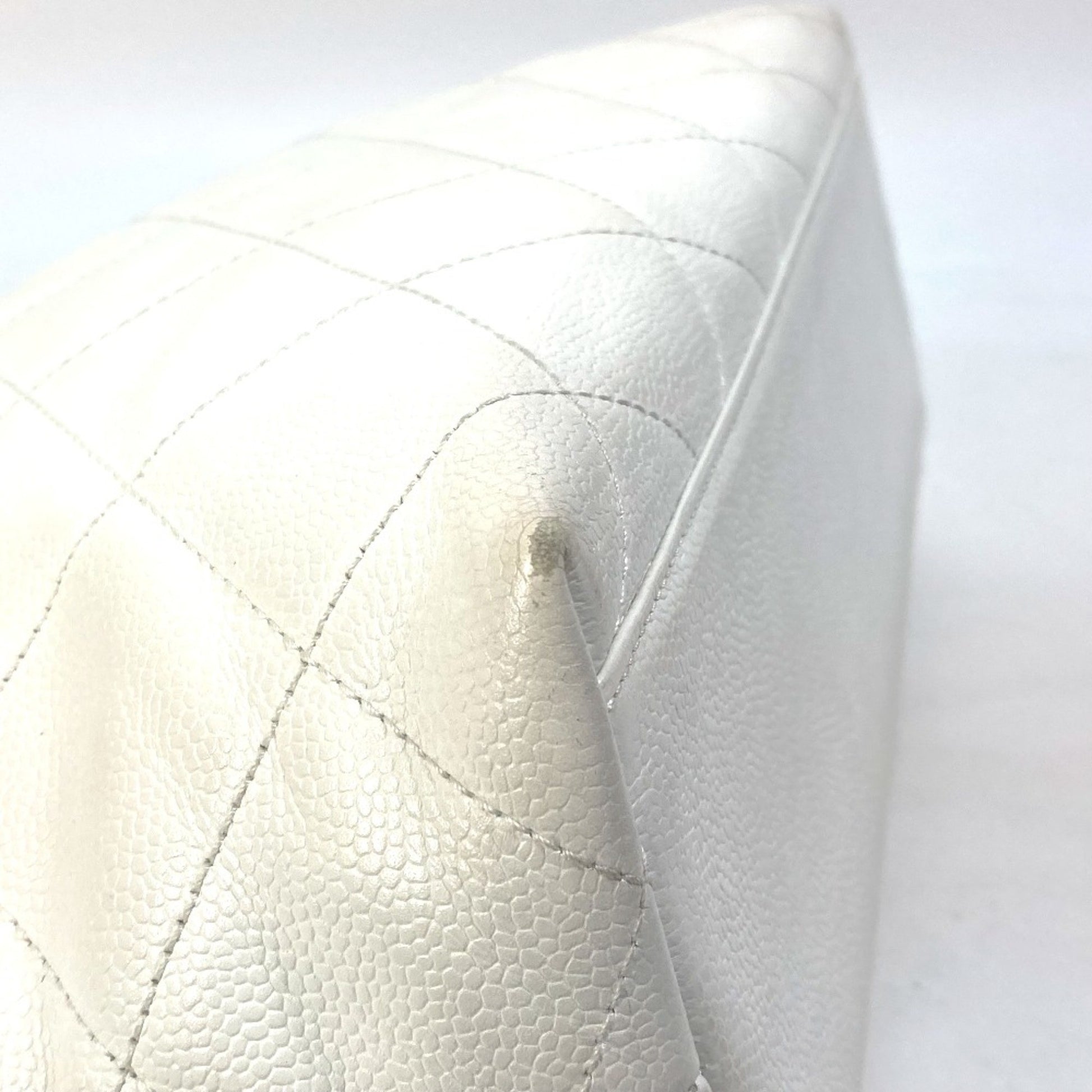 Chanel Logo CC, White, Leather, tote