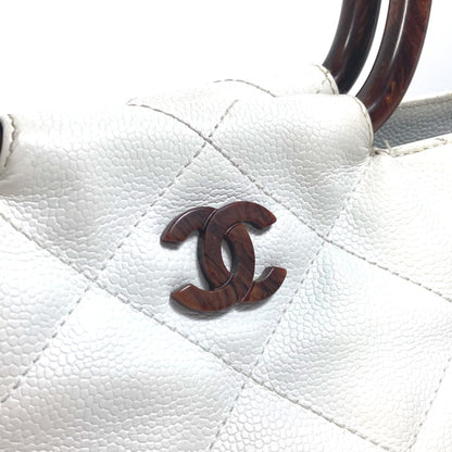 Chanel Logo CC, White, Leather, tote