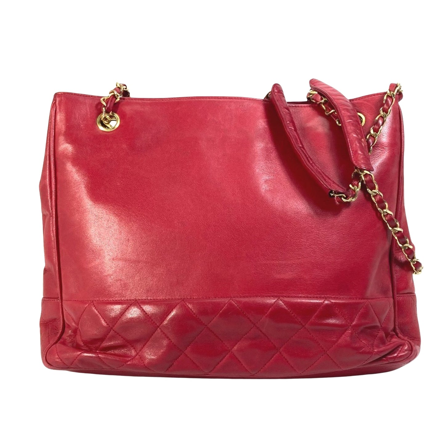 Chanel Shopping, Red, Leather, tote