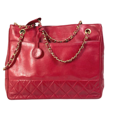 Chanel Shopping, Red, Leather, tote