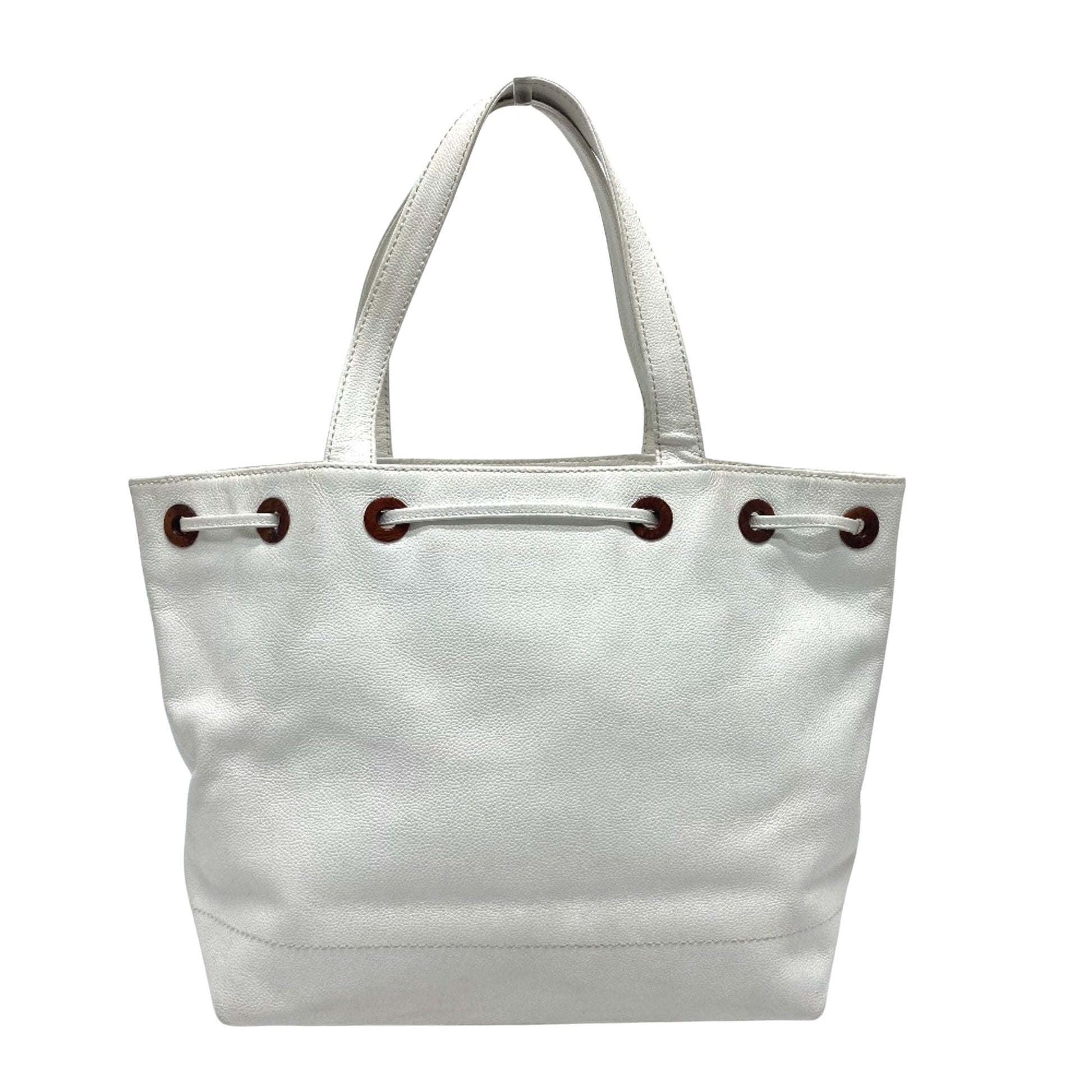 Chanel Logo CC, White, Leather, tote