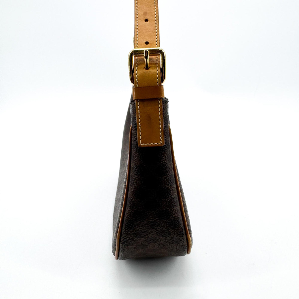 Celine Ava Triomphe Coated Canvas, Black, Canvas, Handbag