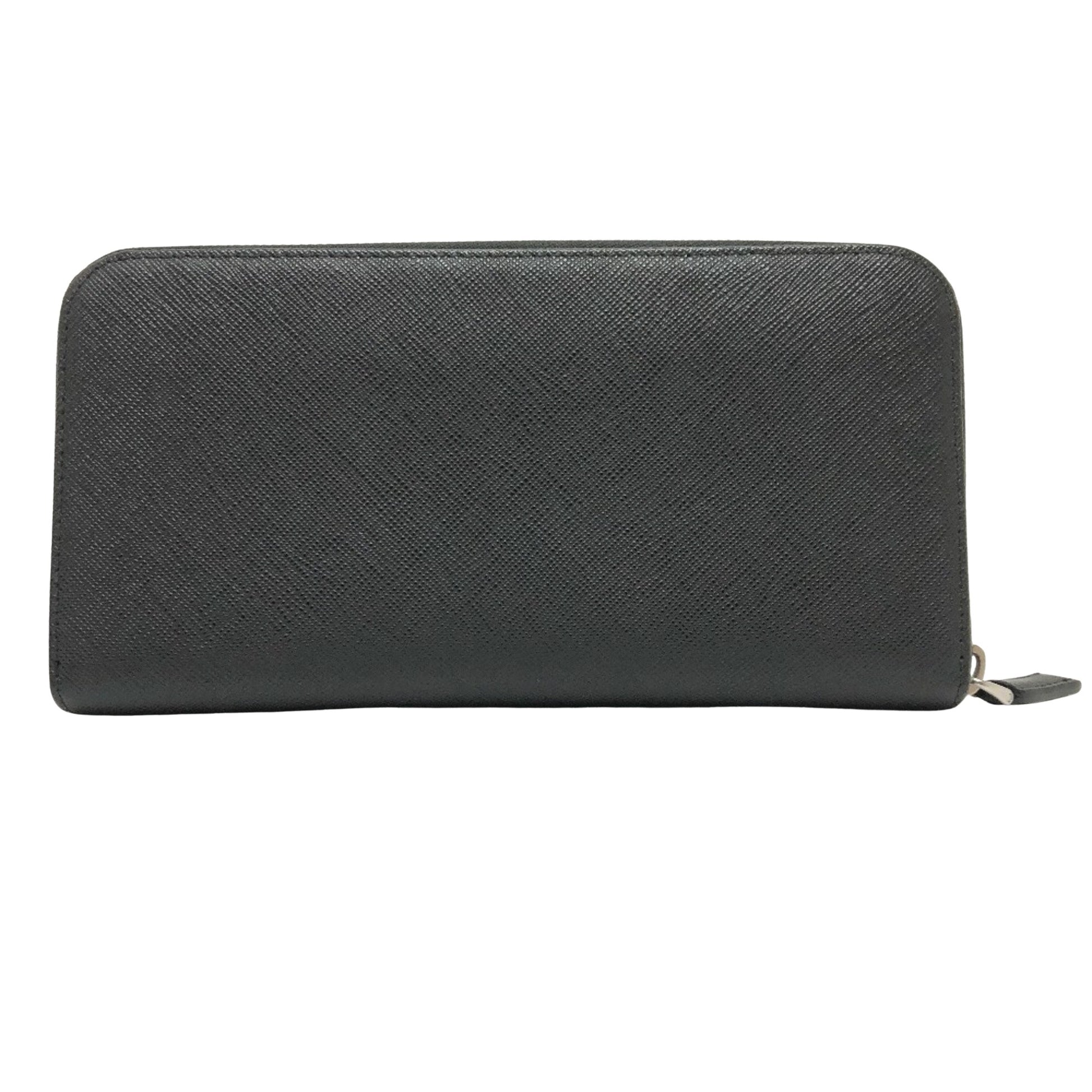 Prada Round Zipper, Black, Leather, wallet