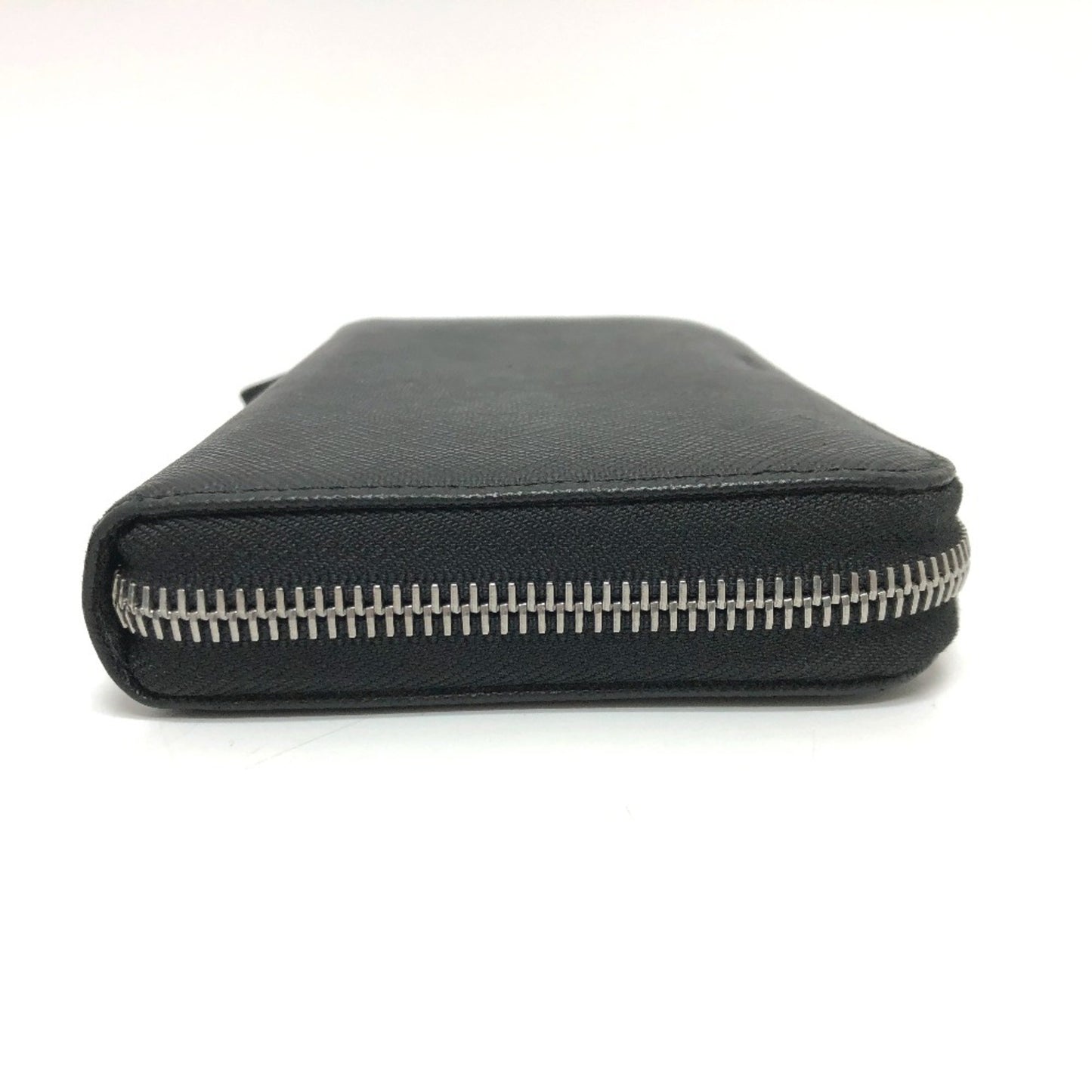 Prada Round Zipper, Black, Leather, wallet