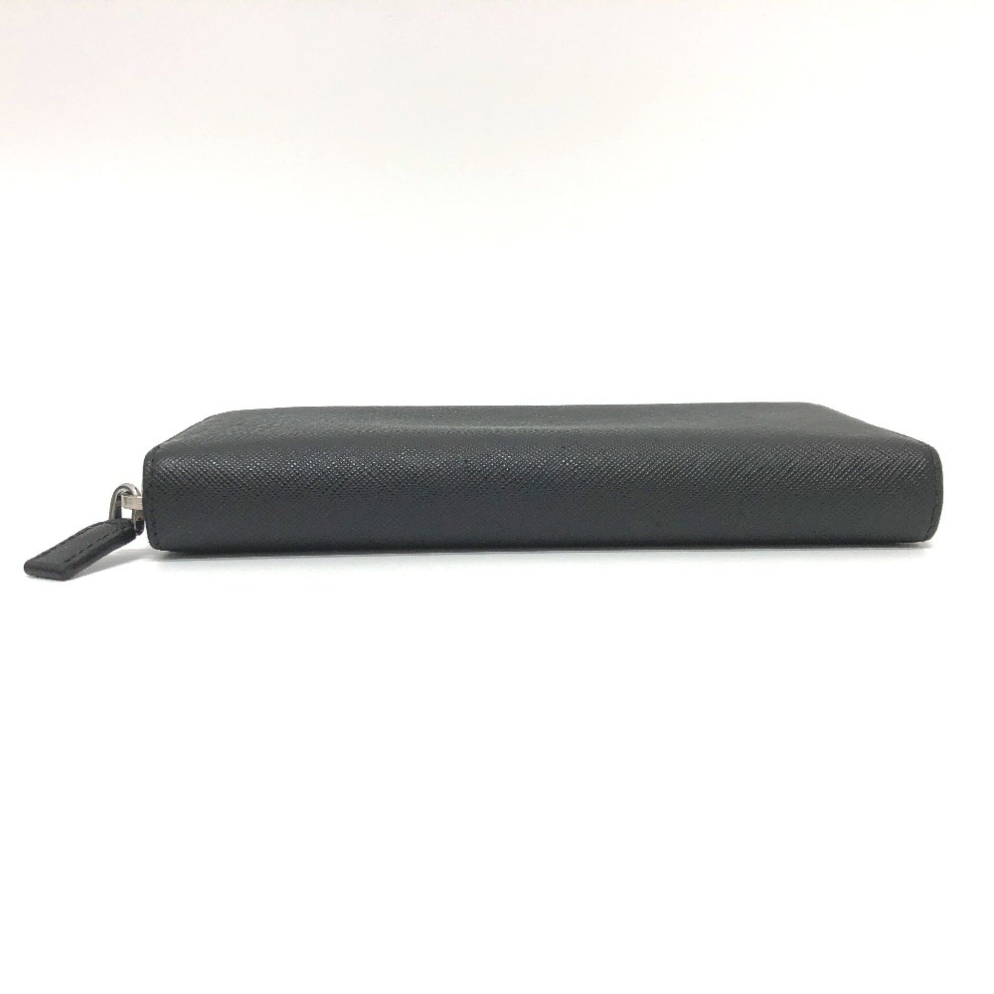 Prada Round Zipper, Black, Leather, wallet