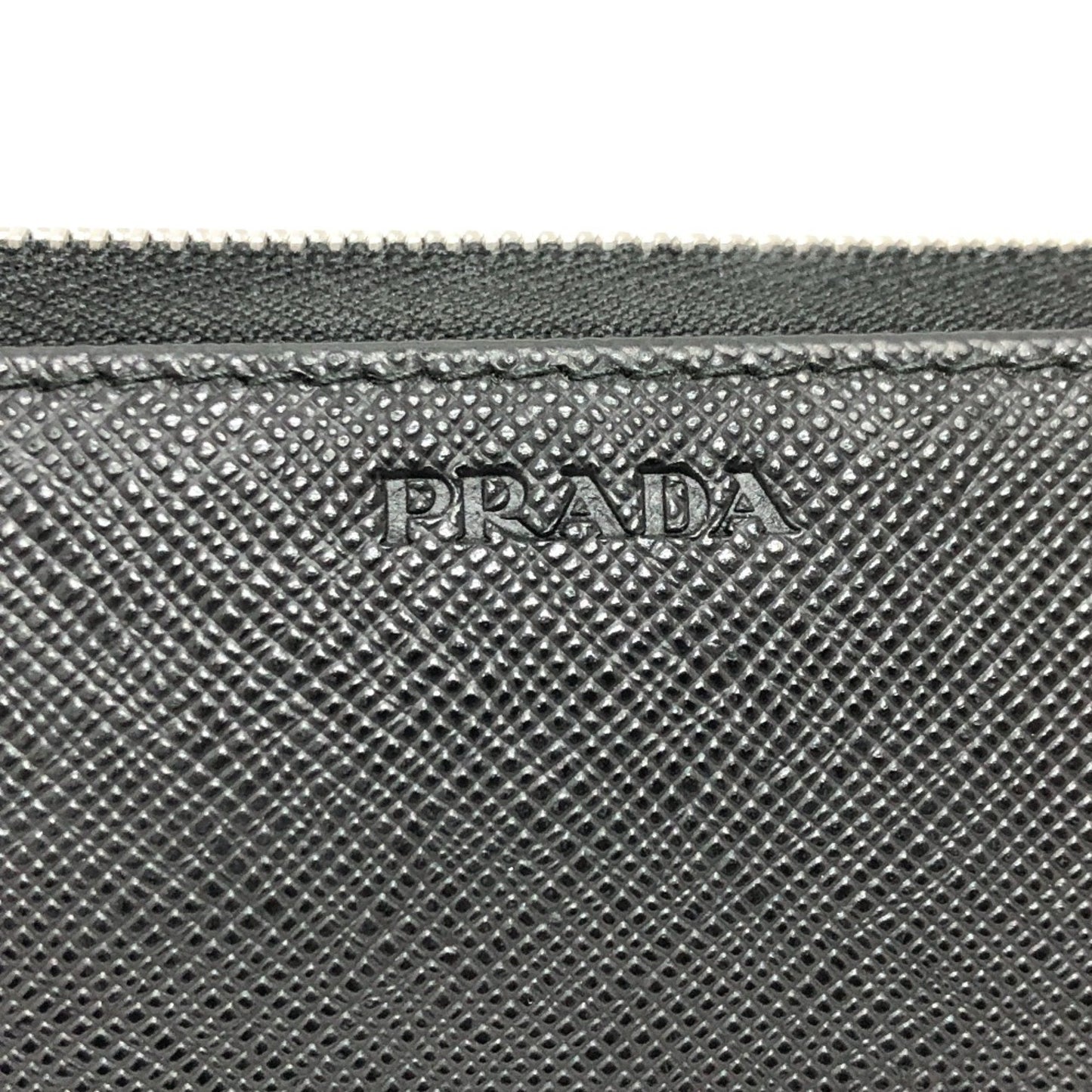 Prada Round Zipper, Black, Leather, wallet