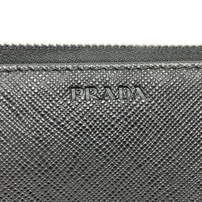 Prada Round Zipper, Black, Leather, wallet