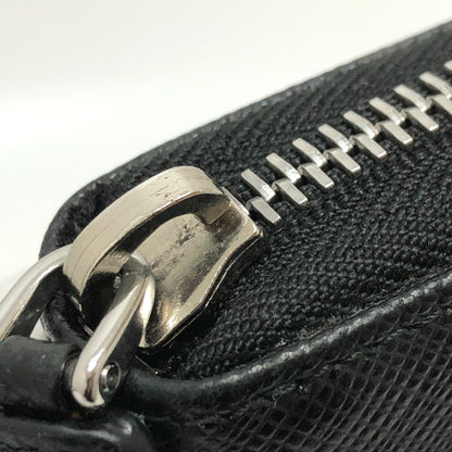 Prada Round Zipper, Black, Leather, wallet