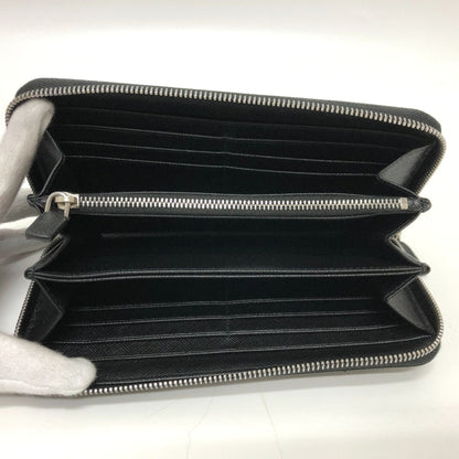 Prada Round Zipper, Black, Leather, wallet