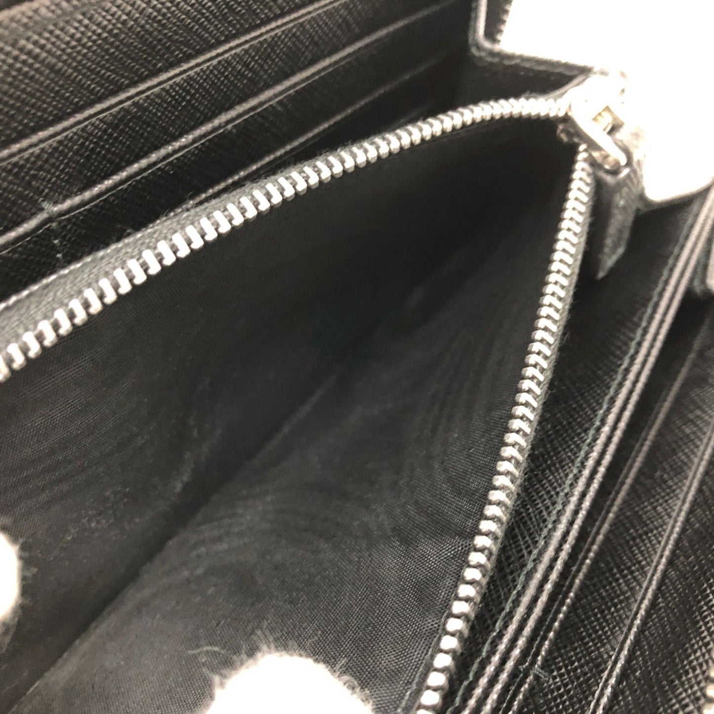 Prada Round Zipper, Black, Leather, wallet