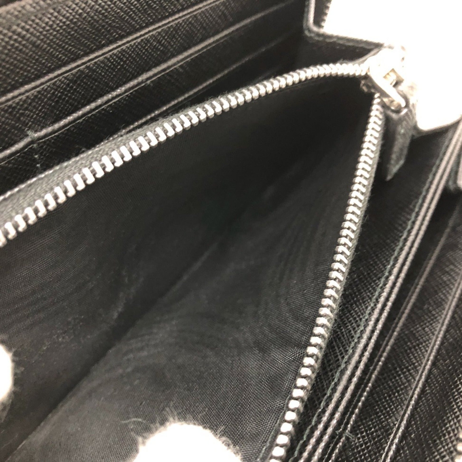 Prada Round Zipper, Black, Leather, wallet