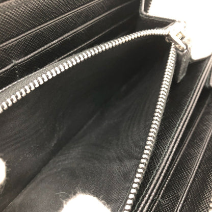 Prada Round Zipper, Black, Leather, wallet