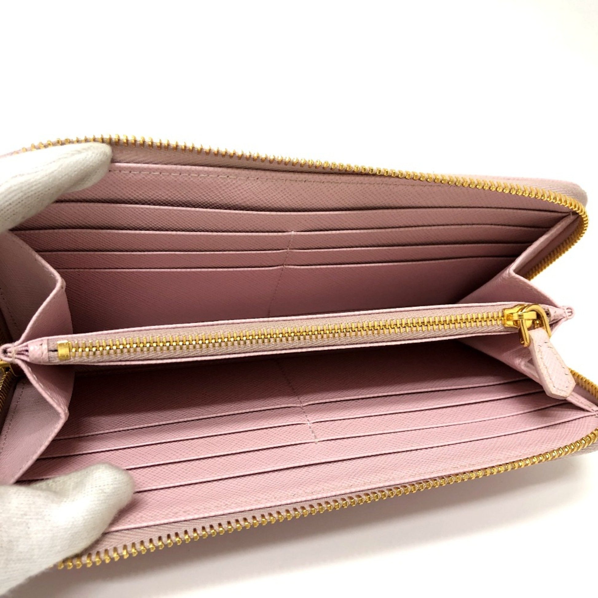 Prada Saffiano, Pink, Leather, wallet
