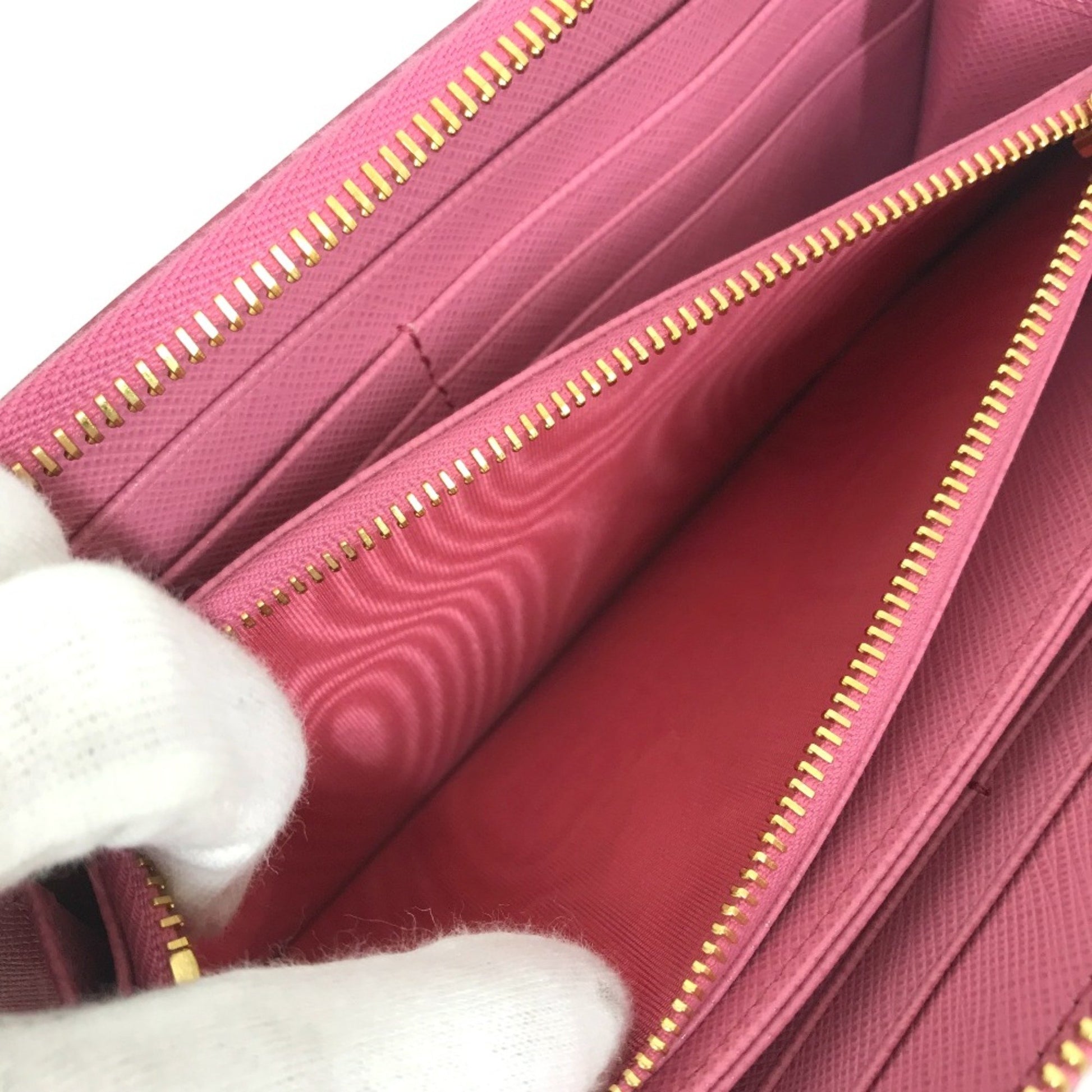 Prada Saffiano, Pink, Leather, wallet