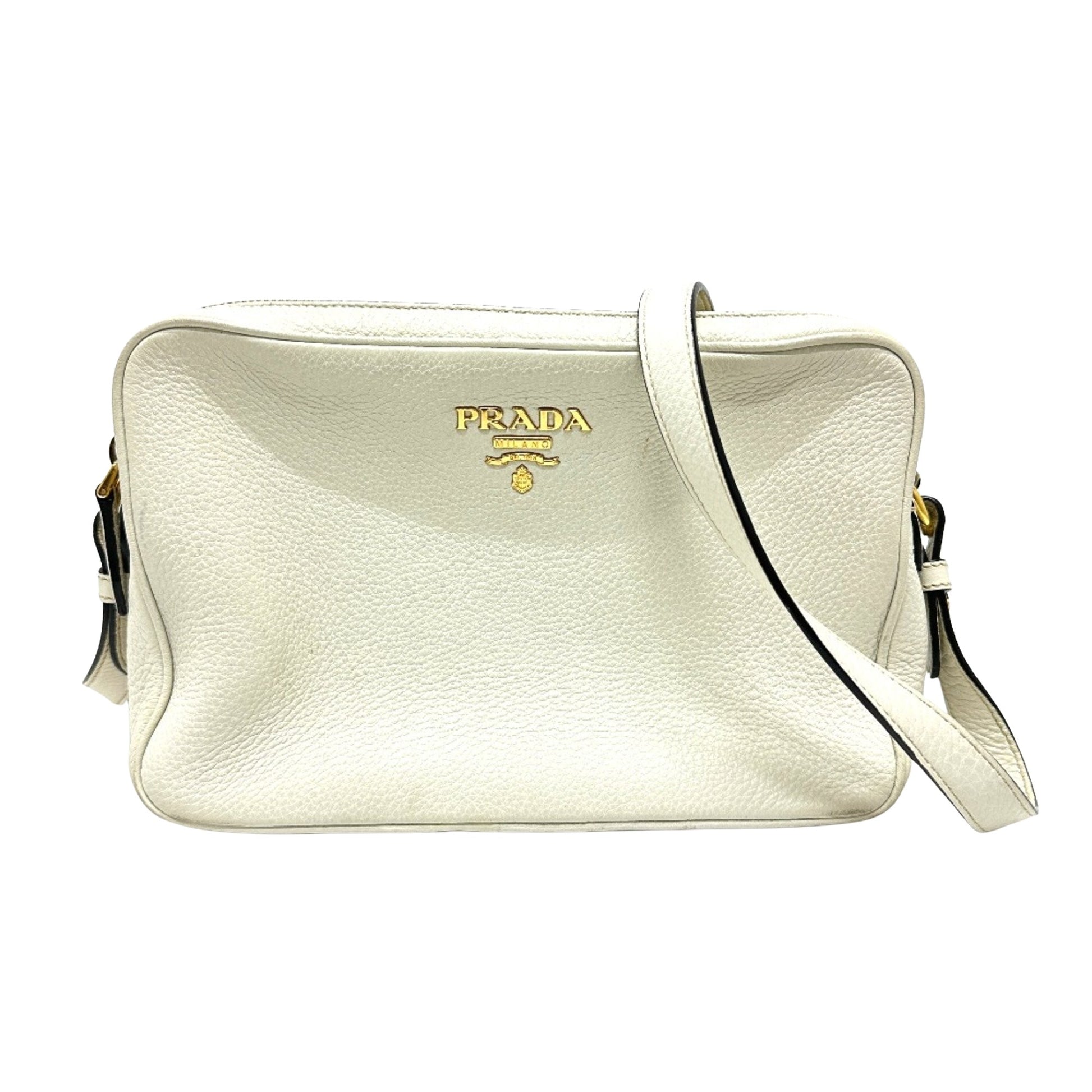 Prada Saffiano, White, Leather, shoulder